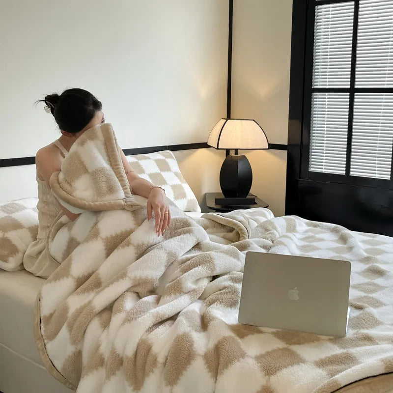 New Shumian velvet thickened warm coral velvet blanket, milk velvet long velvet light luxury blanket blanket