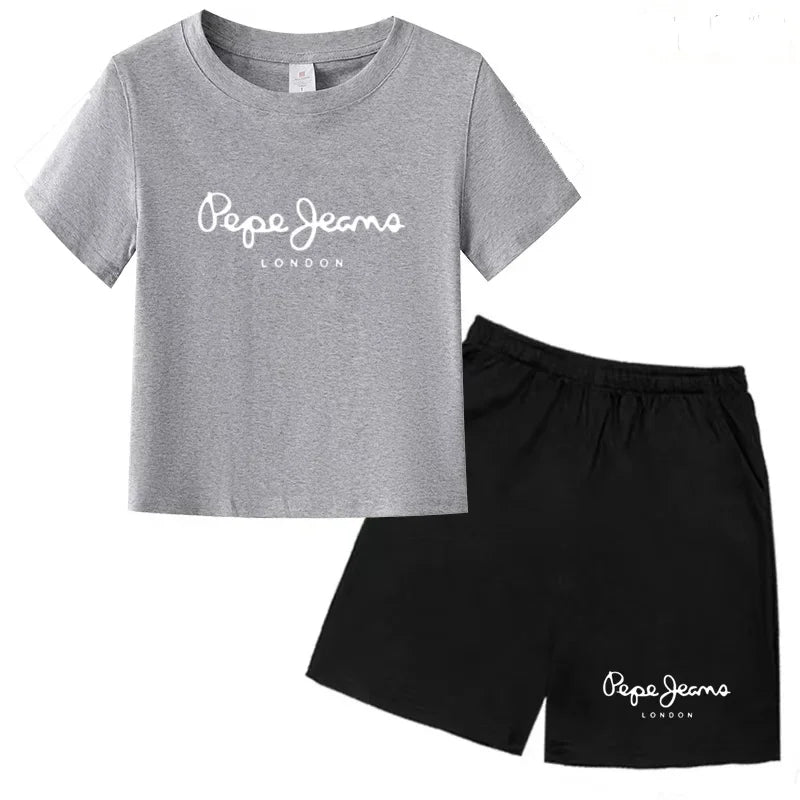 Kids Summer T-shirt Boys Girls Toddler Clothes Charming Letter Print 3-12Y Short Sleevd + Shorts Sports Brand Fashion Casual Set