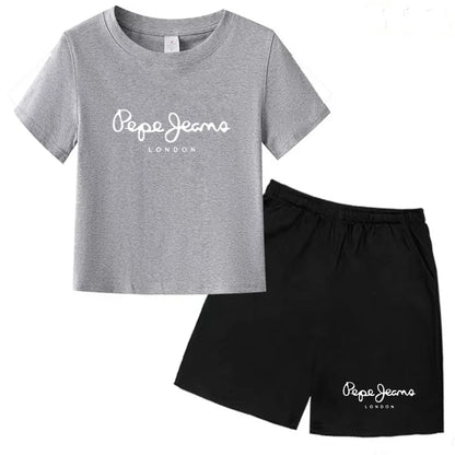 Kids Summer T-shirt Boys Girls Toddler Clothes Charming Letter Print 3-12Y Short Sleevd + Shorts Sports Brand Fashion Casual Set