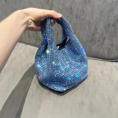 Shiny Crystal Clutch purse bucket Shoulder bag rhinestone Handmade purses and handbags luxury Designer Evening clutch Bag Purse