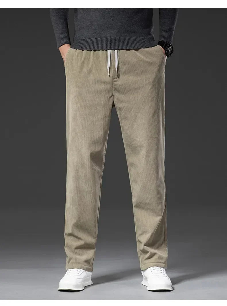 Men's Corduroy Straight Casual Pants Spring Autumn Business Leisure Fashion Trousers Regular Fit Male Pants Brand Clothes