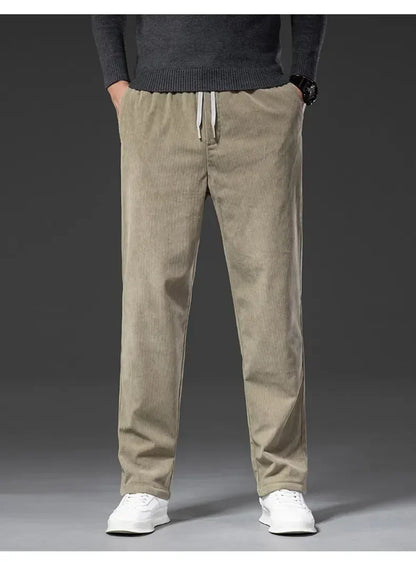 Men's Corduroy Straight Casual Pants Spring Autumn Business Leisure Fashion Trousers Regular Fit Male Pants Brand Clothes