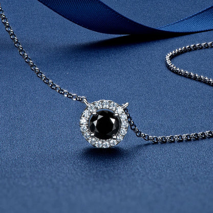 925 Sliver Moissanite Pendant Necklace Stud Earrings Sets Black Diamond Jewelry Set 18k White Gold Plated for Women & Men Gifts