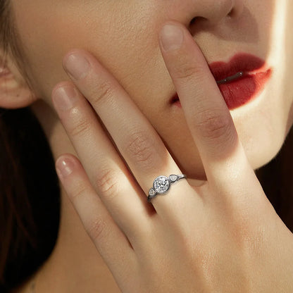 3 Stones Moissanite Engagement Ring s925 Sterling Silver Plated 18k White Gold GRA Certified Promise Rings for Women