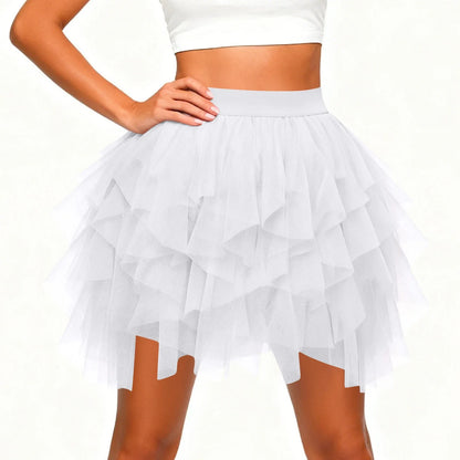 Women's Tulle Tutu Skirt Fashion Solid Color High Waist Mesh Skirt A-line Puff Skirt Cute Cake Skirt Cute Ballet Ball Half Skirt