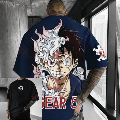 One Piece Luffy Men's T-Shirt Graphic Tee Anime Print Short Sleeve Tee Summer New Oversized Streetwear Anime Cosplay Y2k Clothes