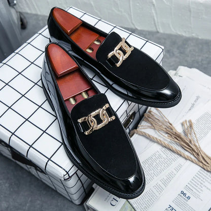 Men's fashion simple leather shoes business casual shiny loafers men's Korean version hairdresser small leather shoes