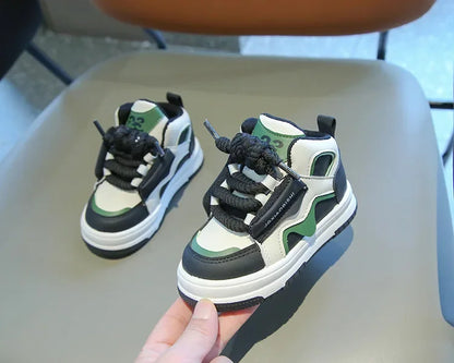Children Tennis Shoes Spring Autumn Patchwork Leather Sports Shoes for Boy Girl Causal Versatile Kids Fashion Running Sneakers