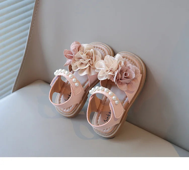 Korean Style Summer Sandals for Girls Flowers in Full Bloom Children's Beach Shoes Flexible Soft-sole Kid's Girl Sandals I060683