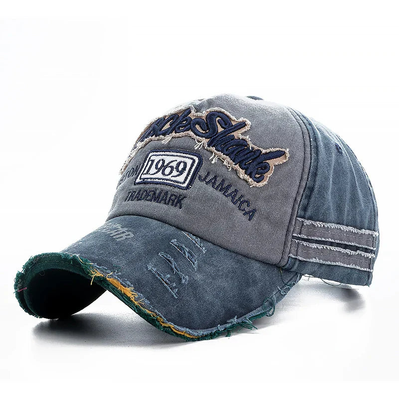 2025 High Quality Washed cowboy letters Cotton Cap For Men Women Adjustable Autdoor Sun protection hat Rock Shark Baseball Caps
