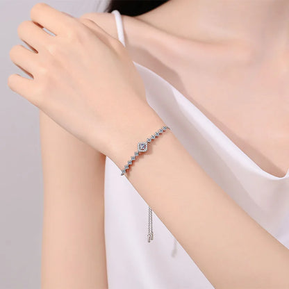 3*3mm 0.7cttw Full Moissanite Bracelets for Women Princess Cut Square Luxury Chian S925 Sterling Silver Wholesale Jewelry