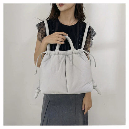 Women's Casual Single-shoulder Bag Large Capacity Nylon Backpack Women's Down Cotton Winter Tote Bag Portable Makeup Handbag