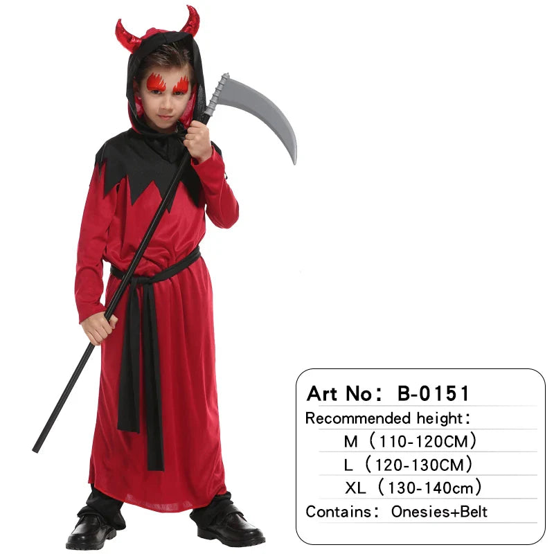 Halloween Vampire Cosplay Costume for Kids Carnival Party Dress Up Outfit Children Role Play Vampiran