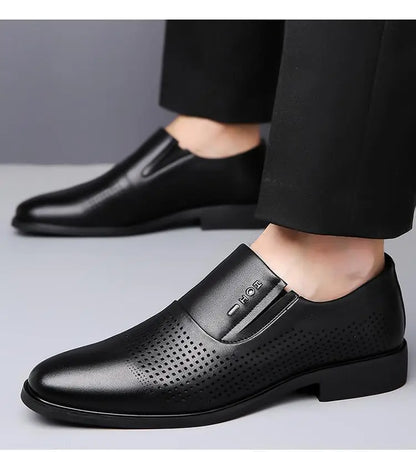 Men Business Formal Leather Shoes White Inner Height Increasing Men Shoes Leather Shoes Slip on Shoes