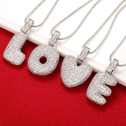 1.25x500mm Fat and lovely crystal brass silver color  letter necklace for women friends birthday gift model: VL34
