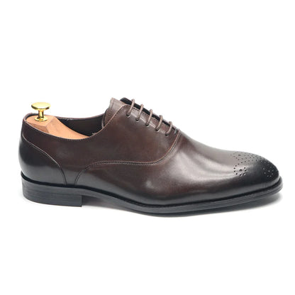 Italian Classy Men's Oxford Dress Shoes Genuine Cow Leather Lace-up Brogue Brown Black Business Office Wedding Formal Shoes Man