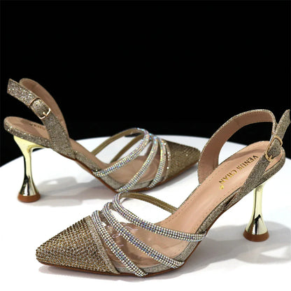 Newest INS Style Orange Color Elegant High Heels Nigeria Popular Design African Ladies Shoes And Bag Set