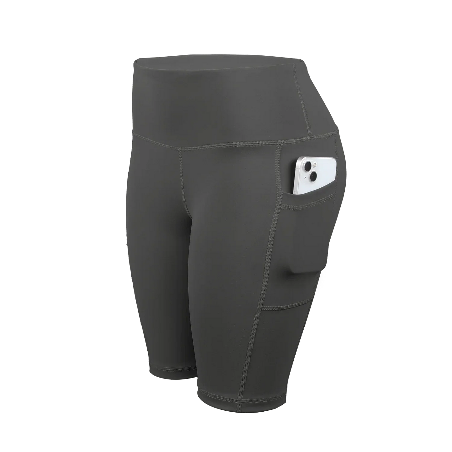 Women Solid Yoga Shorts with 3 Pockets High Waist Butt Lifting Workout Tights Gym Elastic Cycling Shorts Activewear