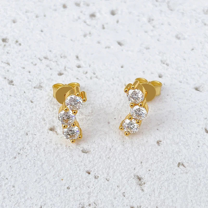 D 3.5mm Moissanite Stud Earrings Lab Diamond 925 Sterling Silver Gold Plated Gemstone Wedding Earring Jewelry Certified