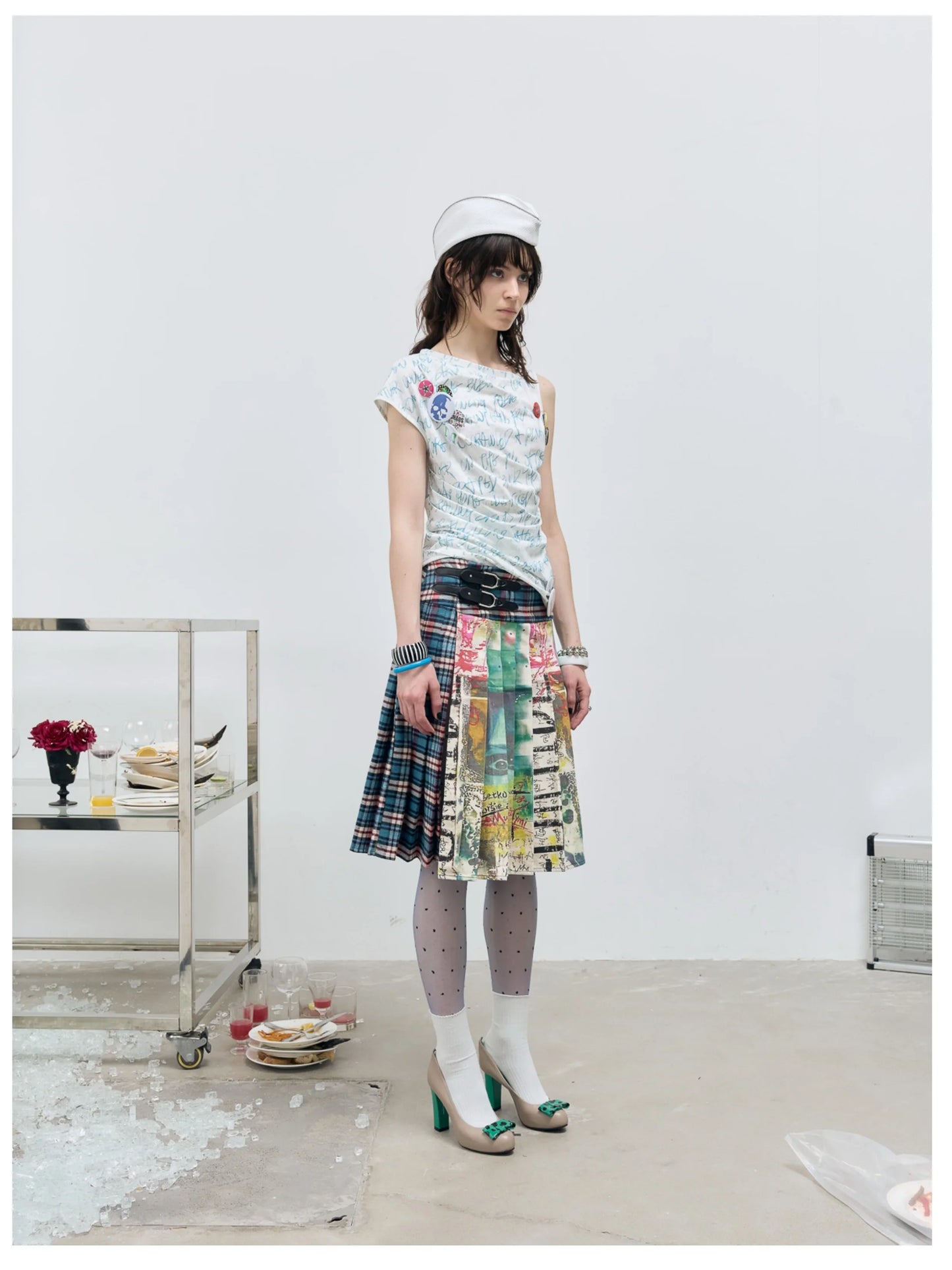 Women's Midi Skirts Tie Dye 2000s Aesthetic Harajuku Japanese Contrast Color Goblin Core American Retro High Street Design New