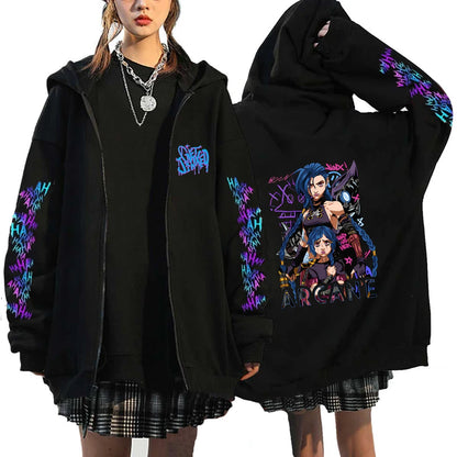 Hoodies Monkey Graffiti Zipper Jacket Harajuku Anime Arcane Boom Oversized Unisex Hip Hop Sweatshirt Casual Y2K Tops
