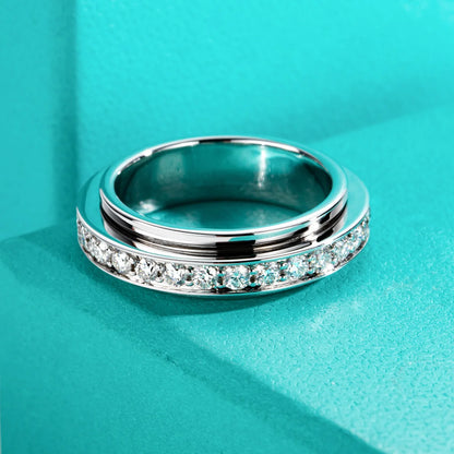 Moissanite Spinner Eternity Band Rings 14k Gold Plated Fidget Spinners Wedding Band Ring Unzip Jewelry Gifts Wholesale