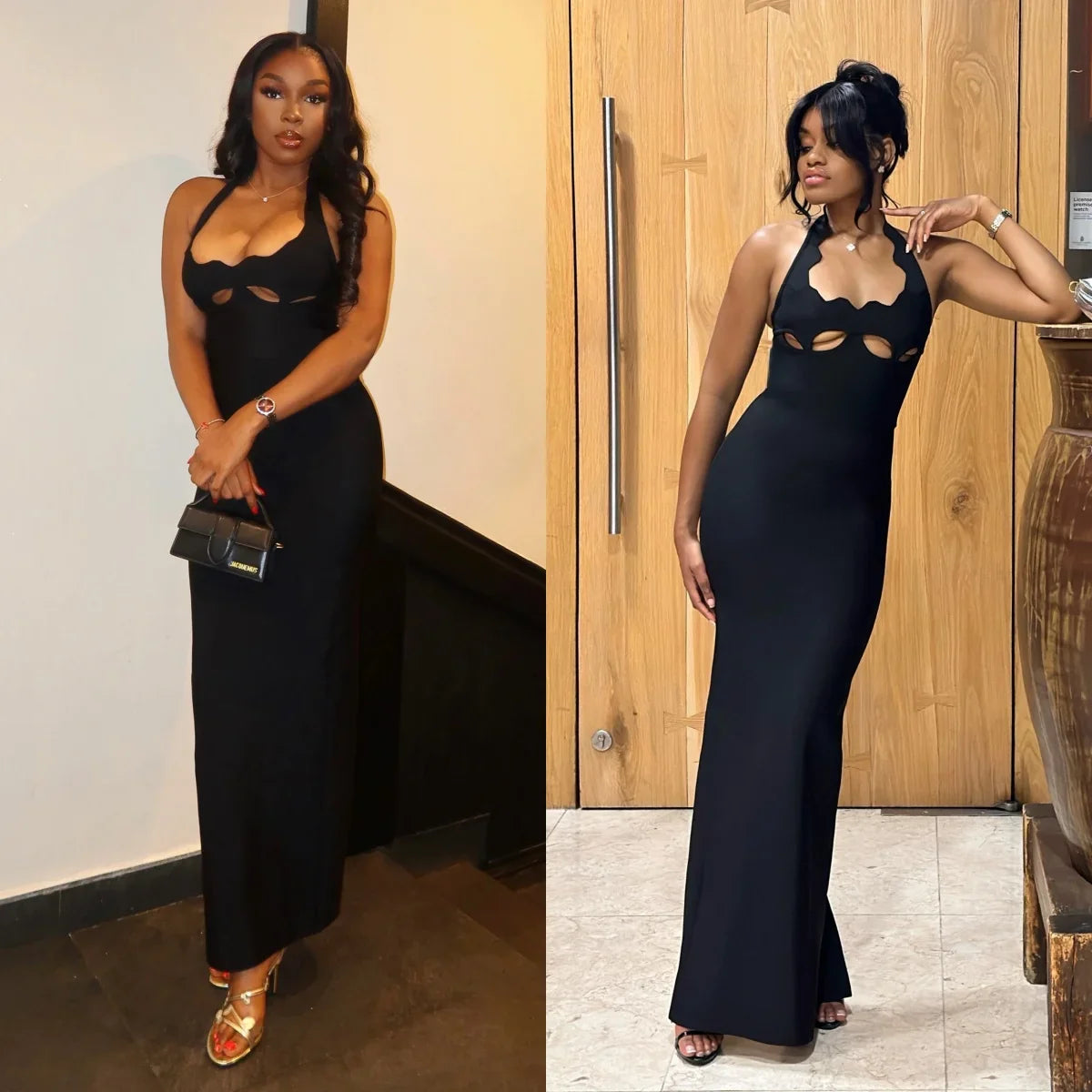 Black Halter Elegant Dress For Women 2025 New Summer Evening Party Celebrity Bodycon Long Dress Red Brown Prom Vestido