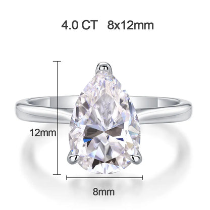 1-4ct Pear Cut Moissanite Engagement Rings for Women D VVS1 Diamond with GRA s925 Sterling Silver Promise Wedding Ring