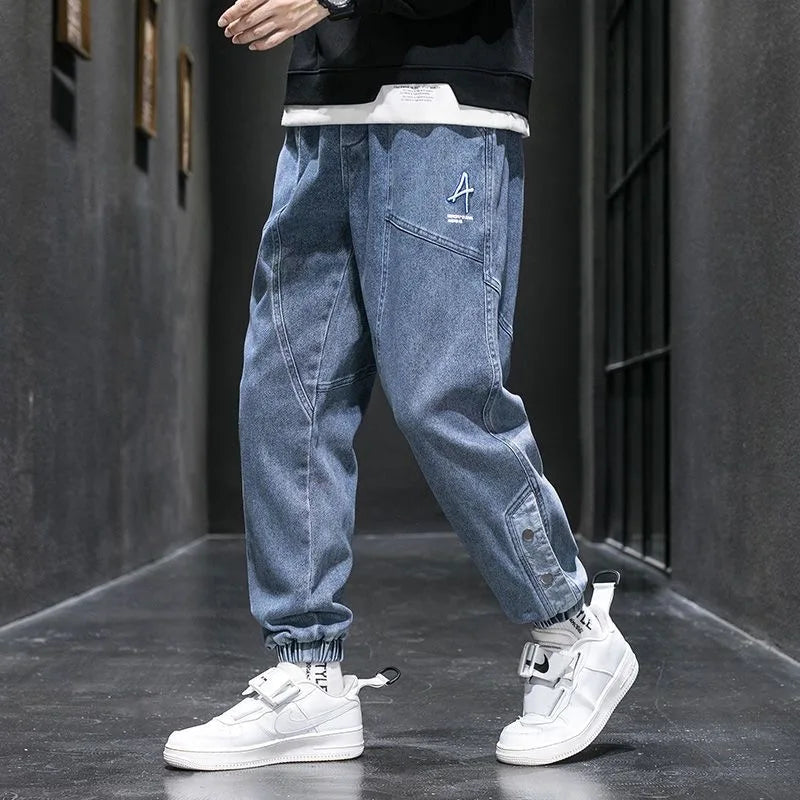 Spring and Autumn New Classic American Retro Loose Tight Leg Pants for Men's Casual Sports Large Size High Quality Jeans