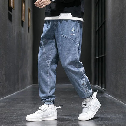 Spring and Autumn New Classic American Retro Loose Tight Leg Pants for Men's Casual Sports Large Size High Quality Jeans