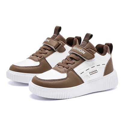Kids PU Leather Sneakers Casual Basketball Shoes for Boys Trendy Sports Trainers Breathable Non-slip Children Footwear