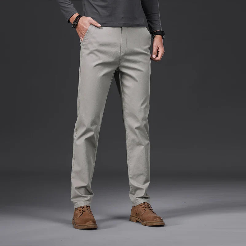 97% Cotton Classic Men's Casual Pants New Soft Cozy Elasticity Straight Business Trousers Fashion Branded Clothing Size 28-38