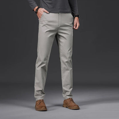 97% Cotton Classic Men's Casual Pants New Soft Cozy Elasticity Straight Business Trousers Fashion Branded Clothing Size 28-38