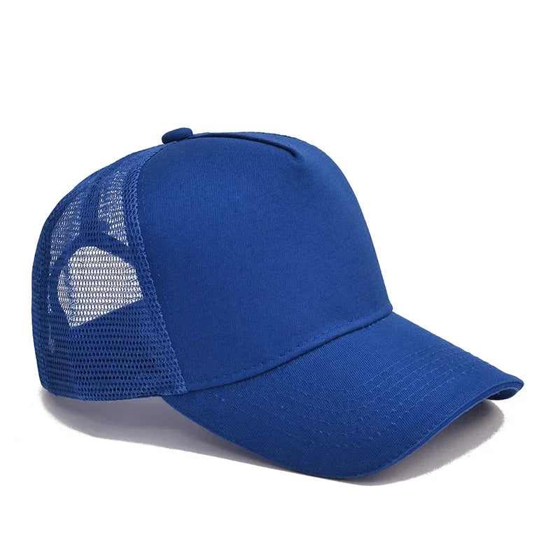 Custom Trucker Hat Logo Cotton Mesh Breathable Baseball Cap Women Men Summer Sunshade Mesh Cap 5 Panels Truck Hat Cap Wholesale