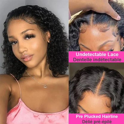 200% Density Burmese Curly Short Bob Wig Human Hair Bob Wigs Deep Wave 13x4 HD Lace Frontal Wig 4x4 Lace Closure Wig Virgin Bob