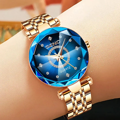 Ocean Star Women Crystal Watch 2025 Top Brand Luxury Rose Gold Women Bracelet Watch For Ladies Wrist Watch Relogio Feminino