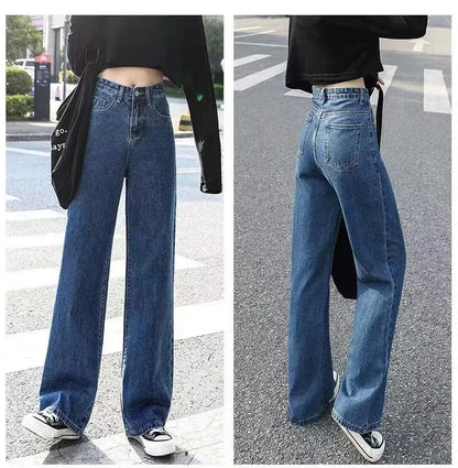 High-waisted Slimming Loose-fit Bottoms Denim