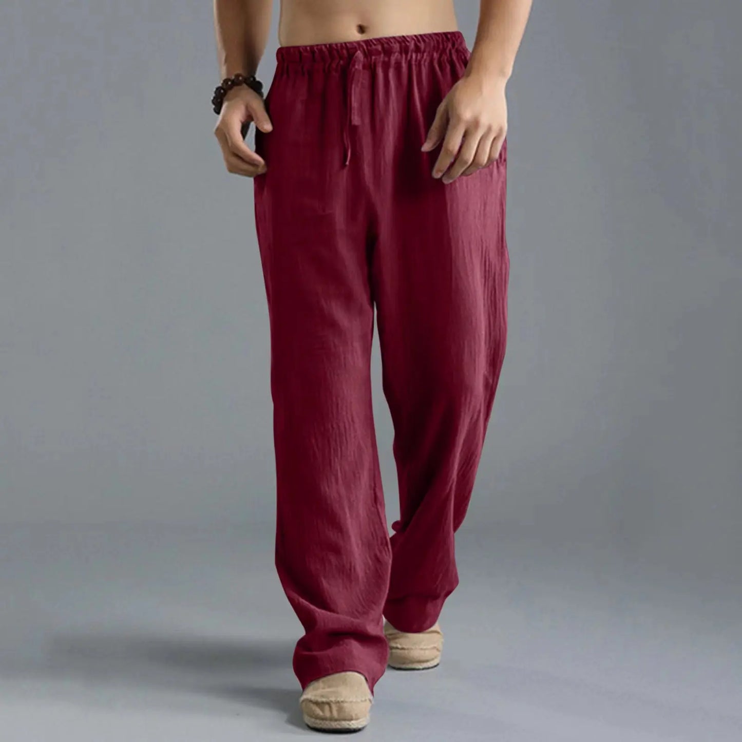 Men's cotton and linen pants, men's autumn new casual breathable solid color linen pants, fitness streetwear s-5XL