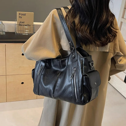 Daily Business Commuting Large Capacity Tote Hand Bags Soft Pu Leather Shoulder Bags for Women Zipper Women's Handbags Quality