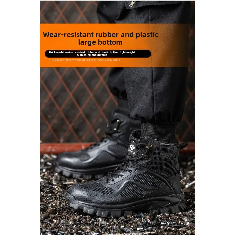 High Top Safety Shoes with Steel Toe Caps Anti-Smashing & Anti-Piercing Wear-Resistant Anti-Slip Labor Protection Footwear