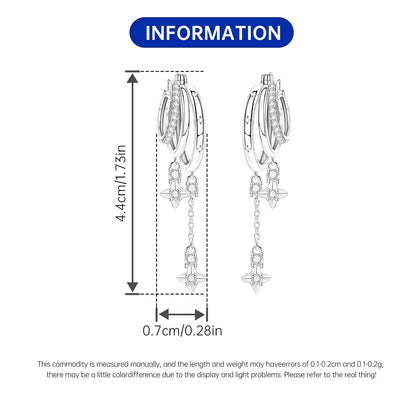 925 Sterling Silver Multi Layer Starry Tassel Drop Earrings Women Earrings Charm Trend Versatile Party Jewelry Gifts