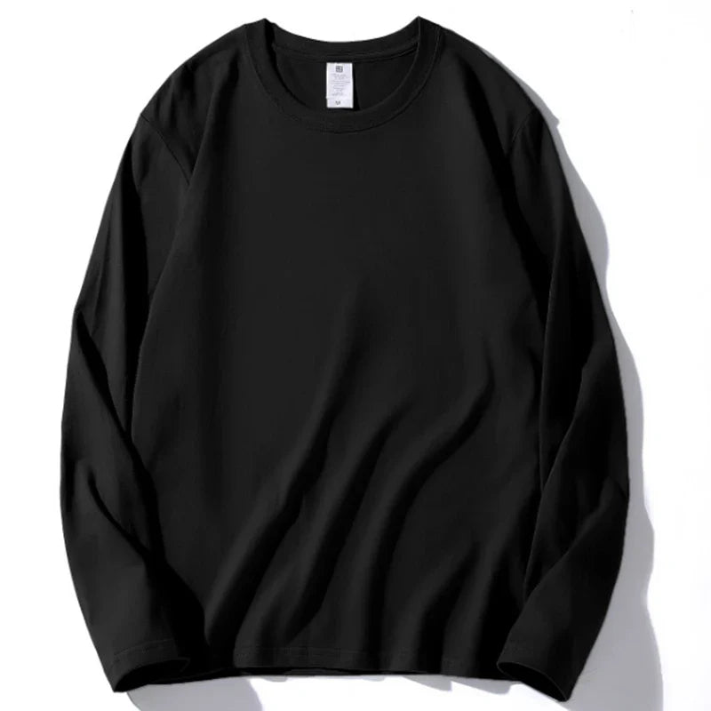 2026 Autumn Women Leisure Cotton Daily Long Sleeve Tops Lady Versatile Round Neck Baggy Clothes Female Concise Solid T-shirts