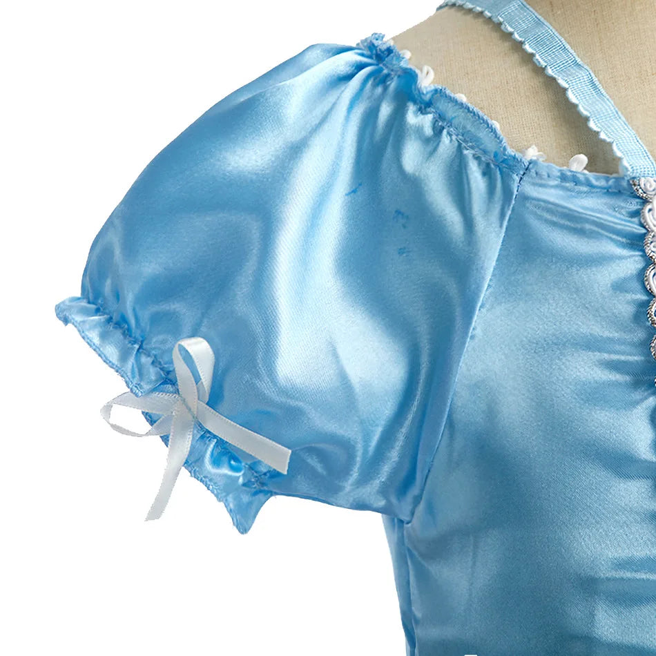 Jasmine Rapunzel Snow Queen Elsa Princess Dress Girl Mesh Sequin Dress Kids Cosplay Belle Aurora Costumes Carnival Party Gowns