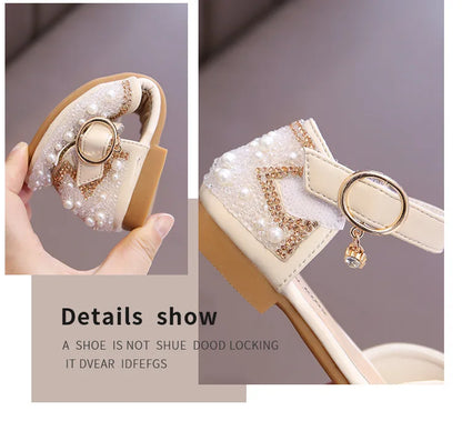 2025 New Summer Style Fashionable Comfortable Casual and Elegant Flat Bow Toe-toe Beaded Wear-resistant Girls' Leather Shoes
