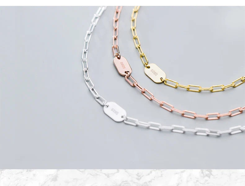 3 Color 925 Sterling Silver Simple Bracelet for Women Fashion Geometric Oval Pearl Bracelet Korea Style Fine Jewelry Gift