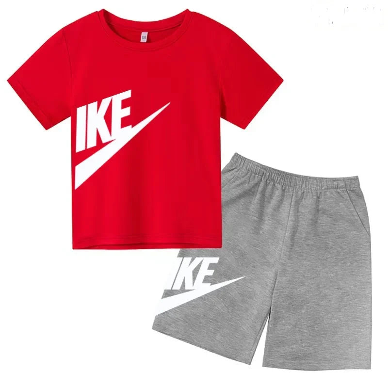 Kids Summer Short Sleeve T-shirt Shorts 2Pcs Set Boy Girl Casual Sport Jogging Suit Toddler 3-12Y