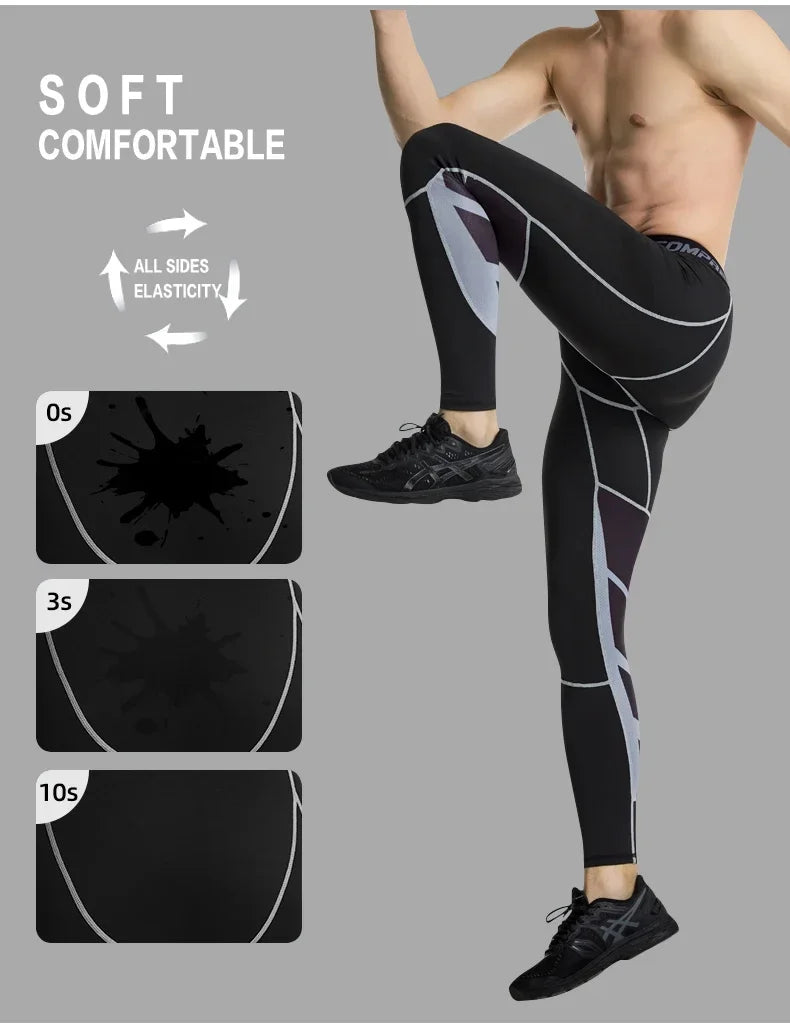Men's Compression Pants for Running Cycling Basketball Soccer Elasticity Sweatpants Fitness Tights Legging Trousers Rash Guard