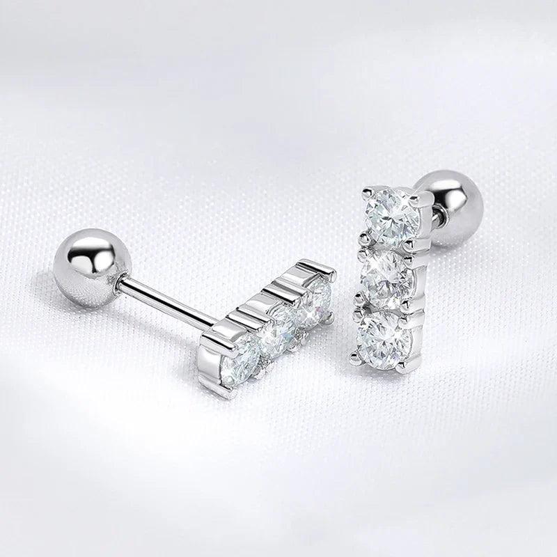 0.6CTTW Screw Buckle Moissanite Stud Earrings for Women Lab Created Diamond Wedding Jewelry S925 Sterling Silver Earring