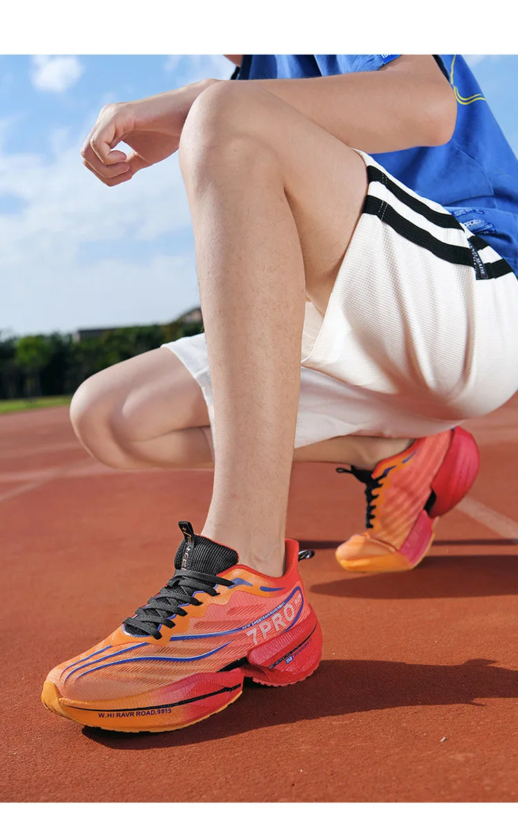 Men's Carbon Plate Sneakers Outdoor Soft Sole Mesh Sports Shoes Running Shoes Light Anti-Slip Casual Couple Tennis Shoes