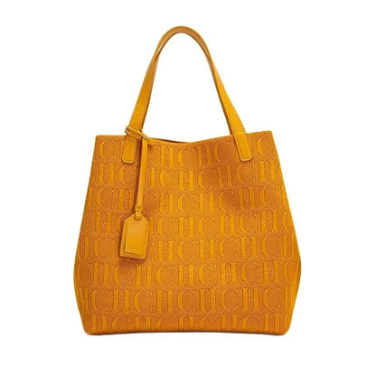 High Quality Craft Large Capacity Handbag Ladies Shoulder Bag Fashion Classic New Pure Color Outer Pocket Ladies Handbag